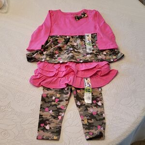 NWT Adorable Garanimals Pink Camo Camouflage Outfit Sz 6-9 Mos